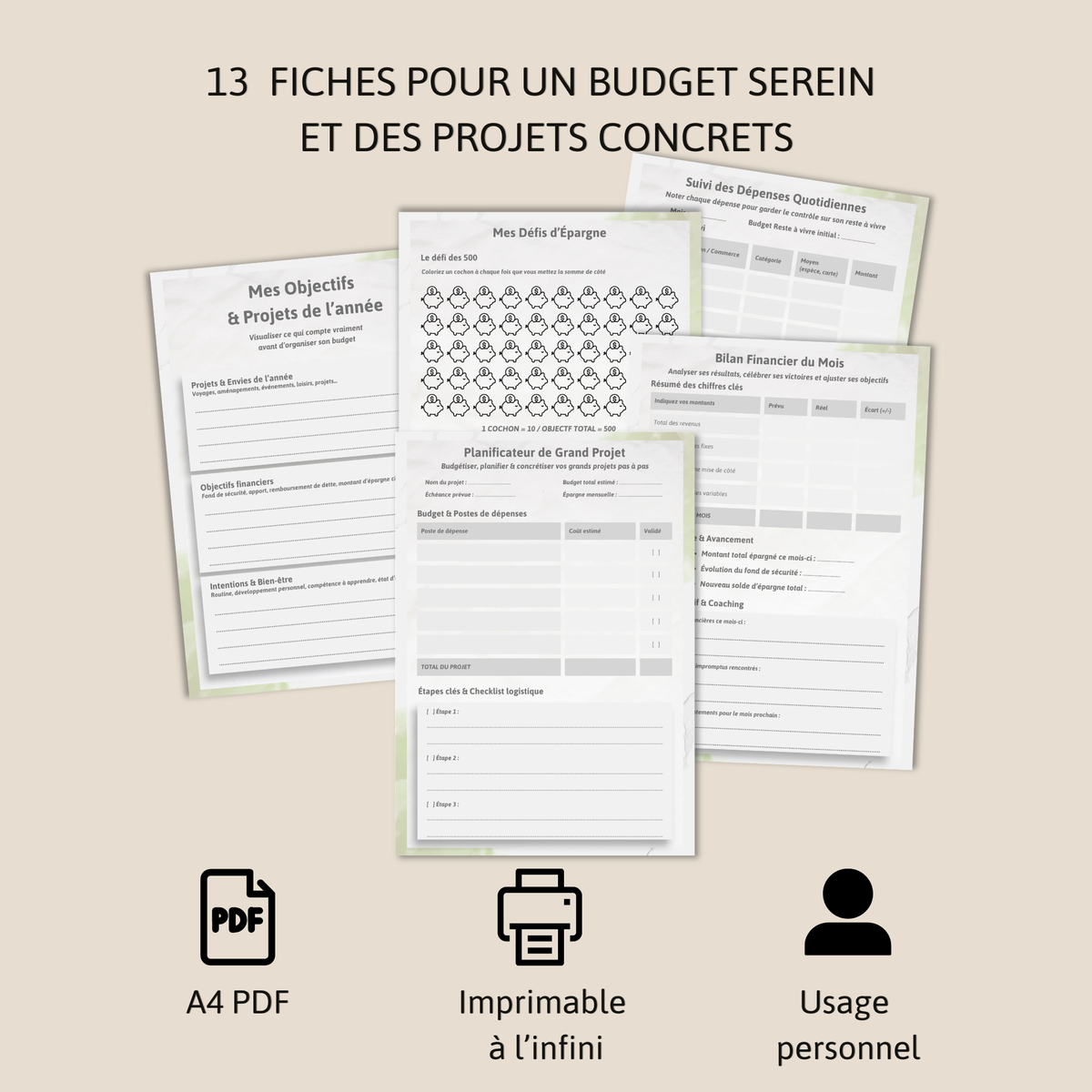 Mon Cahier de Budget & Objectifs de Vie (PDF Imprimable & Digital)