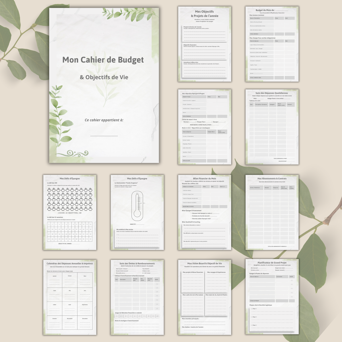 Mon Cahier de Budget & Objectifs de Vie (PDF Imprimable & Digital)